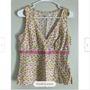 Boden Green Floral Wrap Tank Top Shirt Women's Size 8 Sleeveless